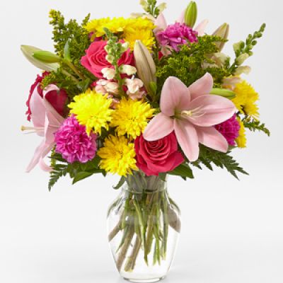 For your main squeeze and your closest friends, a vibrant assortment of pink and yellow blooms is the perfect bouquet to deliver to their door.
<ul>
 	<li>Our florists hand-design each arrangement, so colors, varieties and containers may vary due to local availability</li>
</ul>