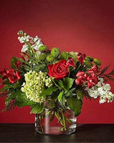 WINTER BRIGHT BOUQUET
Send season's greetings with our Winter Bright Bouquet and remind loved ones to find joy amongst the snowstorms. Let the green hydrangea blooms and red alstroemeria bring a slight botanical scent, while the warm red roses bring a classic holiday element.
<ul>
 	<li>Our florists hand-design each arrangement, so colors, varieties and containers may vary due to local availability</li>
</ul>