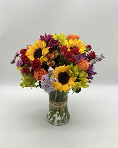 Celebrate someone with this dazzling bouquet that's certain to put a smile on anyone's face.
<ul>
<li>Our florists hand-design each arrangement, so colors, varieties and container may vary due to local availability</li>
</ul>